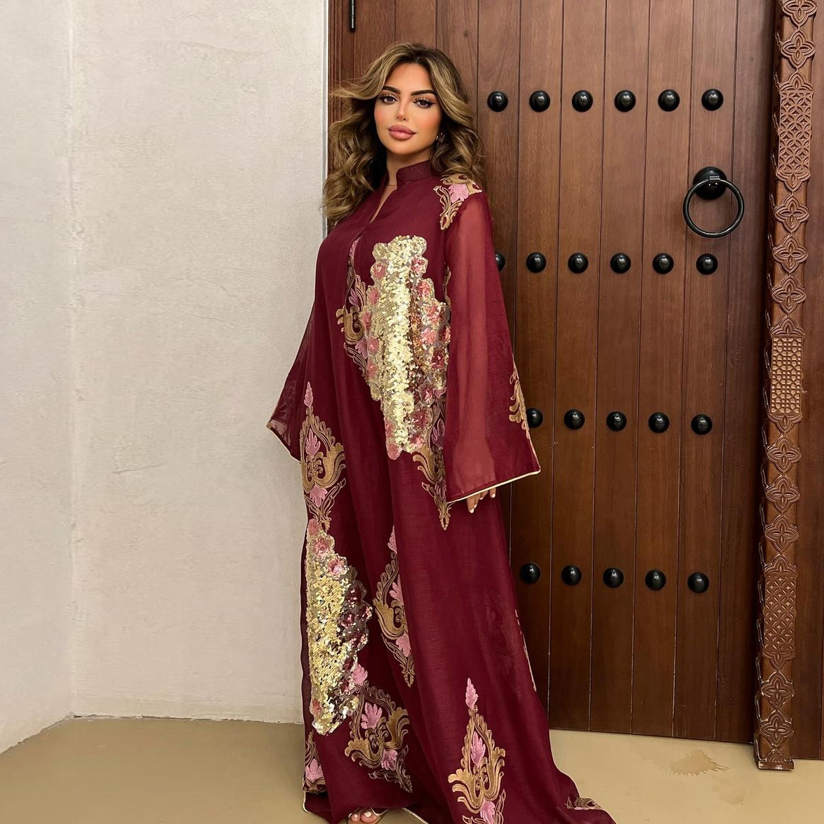 Embroidery Arabic - Gaun Maxi Pesta Pernikahan Wanita Muslim