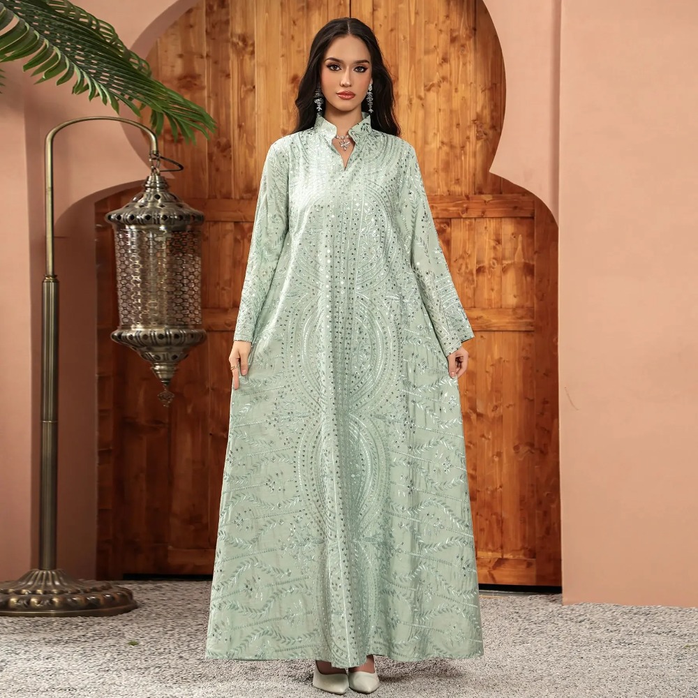 Embroidery Arabic - Gaun Wanita Dubai Elegan Abaya Bordir