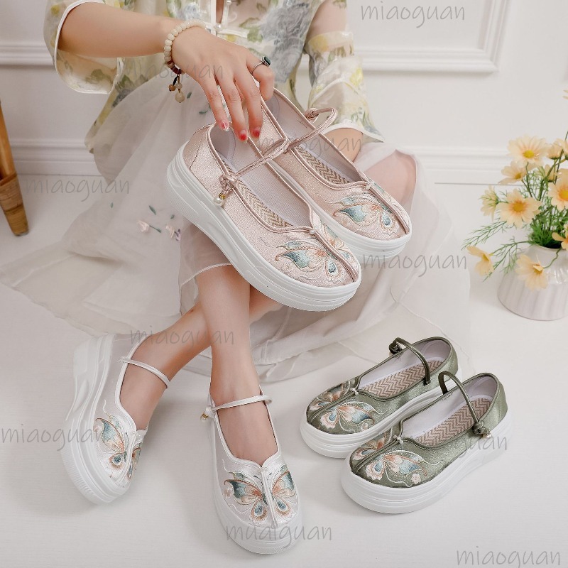 Embroidery Style - Sepatu Platform Bordir Gaya Cina Wanita,