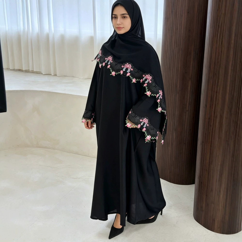 Embroidery Arabic - Gaun Lebaran Wanita Muslim Abaya Gaun