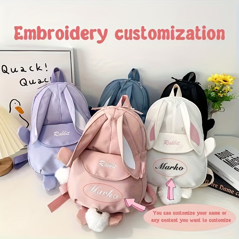 Embroidery Name Designs - Ransel Kelinci dengan Nama yang Dipersonalisasi,