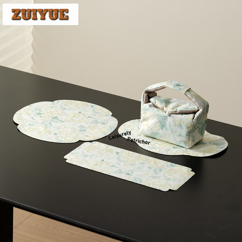 Embroidery Yellow - Alas Meja Teh Bordir Brokat Motif