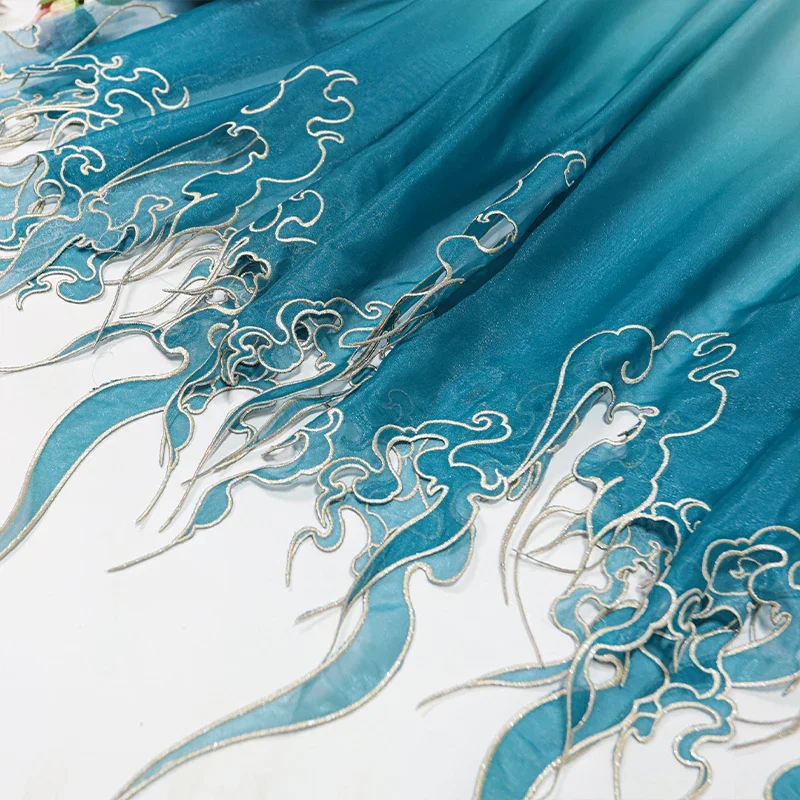 Embroidery Style - Kain Gradasi Daun Teratai Bordir Gaya