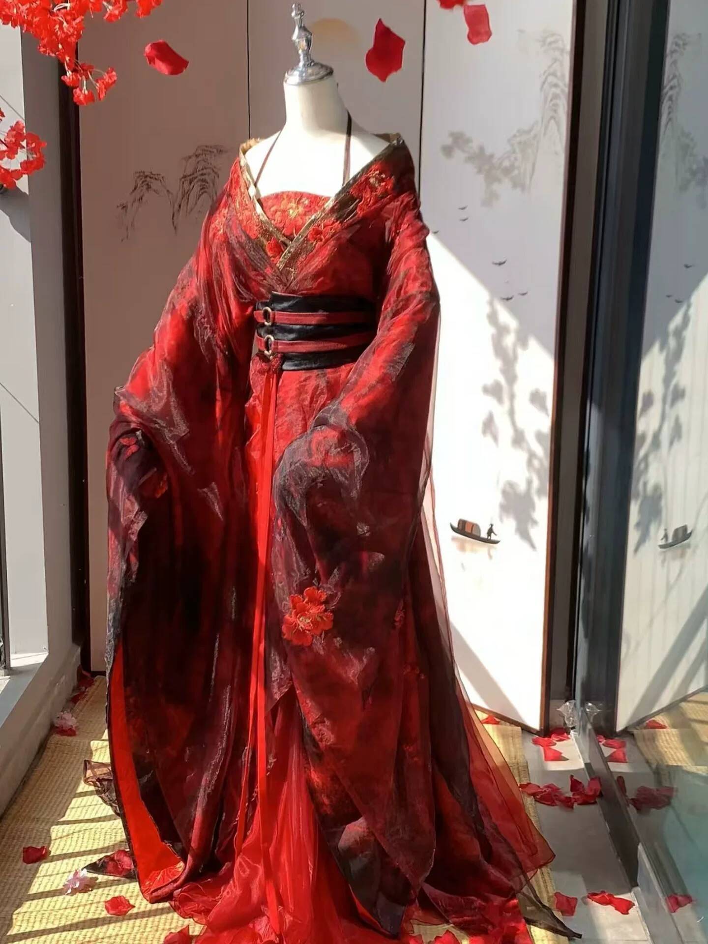 Embroidery Style - Hanfu Merah Datura Baru untuk Wanita,