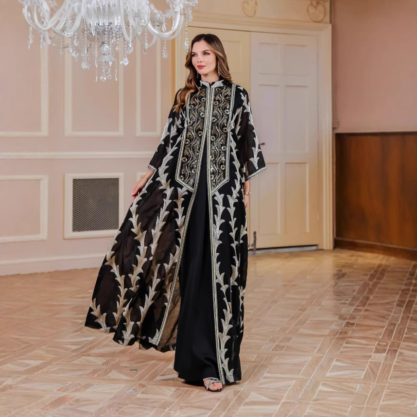 Embroidery Arabic - Gaun Wanita Idul Fitri Muslim Abaya,