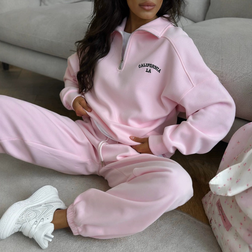 Embroidery Style - Setelan Hoodie Bordir Huruf Gaya Sporty