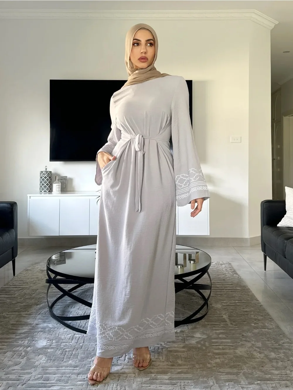 Gaun Muslim bordir Lebaran unt - Embroidery Arabic ulasan dan harga