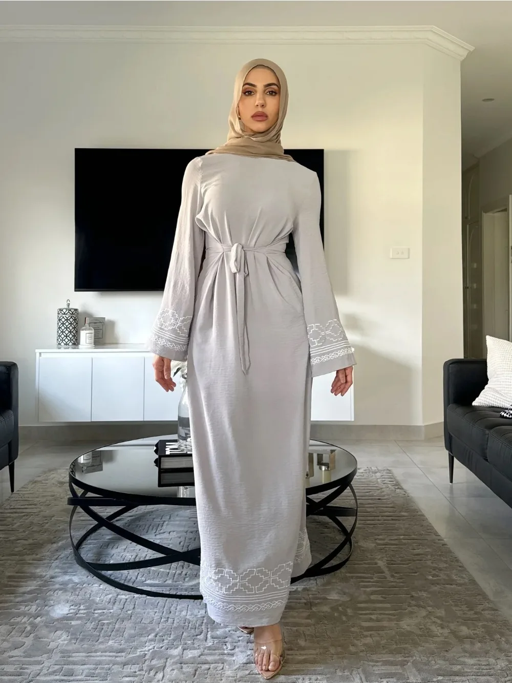 Gaun Muslim bordir Lebaran unt - Embroidery Arabic ulasan dan harga