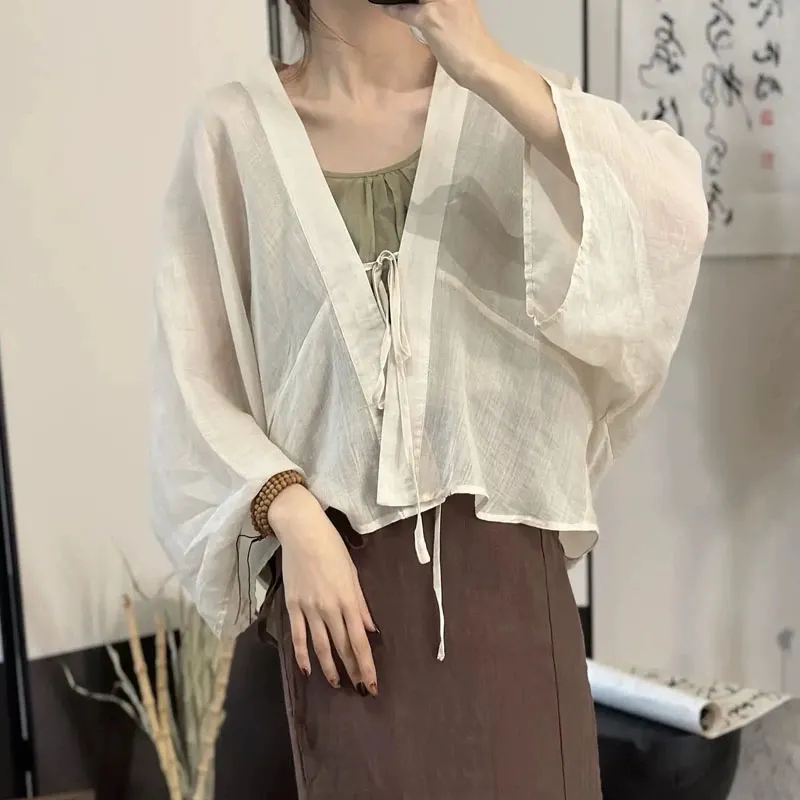 Kardigan katun linen tipis ber - Linen Fabric Natural ulasan dan harga