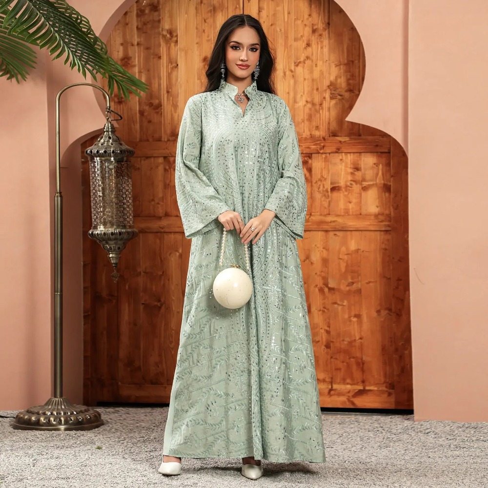 Gaun Wanita Dubai Elegan Abaya - Embroidery Arabic ulasan dan harga