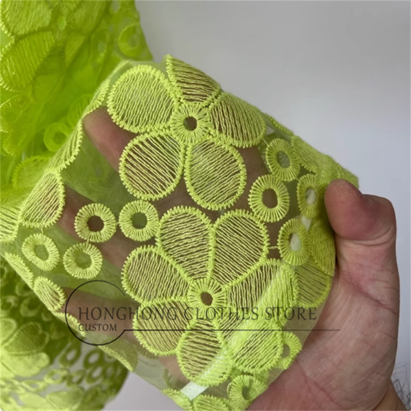 Organza tembus pandang bordir  - Embroidery Yellow ulasan dan harga
