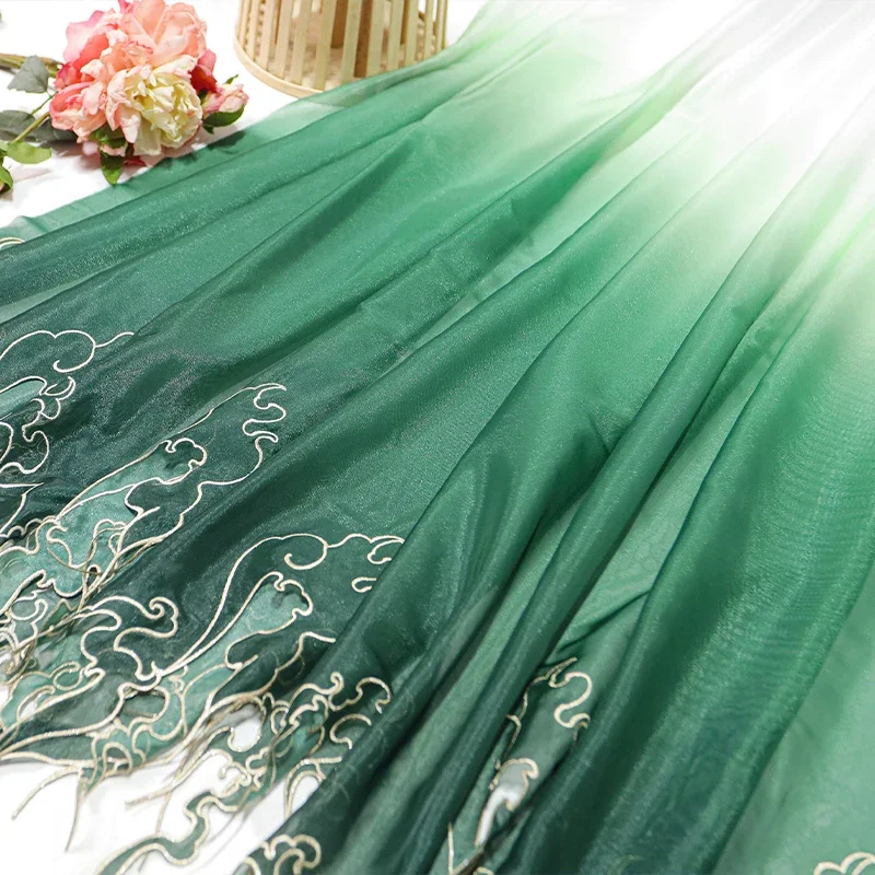 Kain Gradasi Daun Teratai Bord - Embroidery Style ulasan dan harga