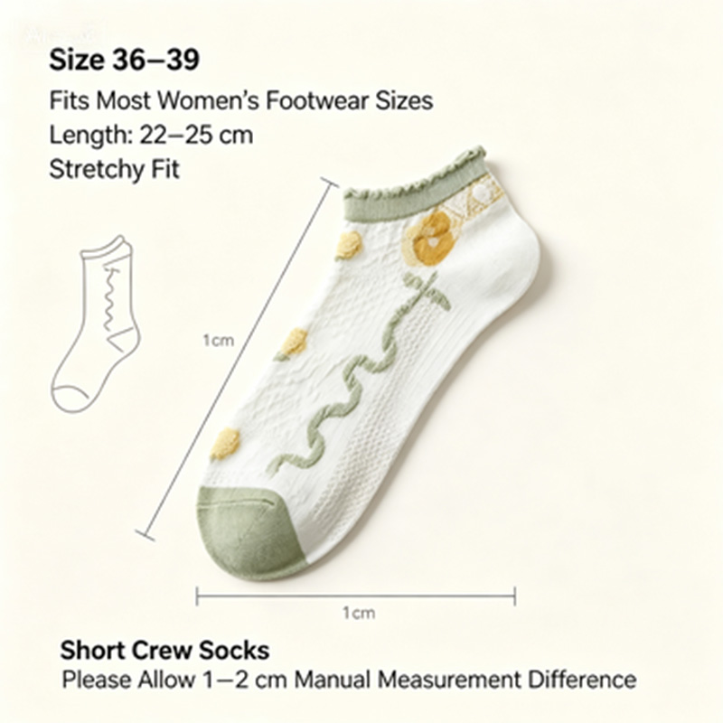 Kaus Kaki Wanita 5 Pasang deng - Embroidery Yellow ulasan dan harga