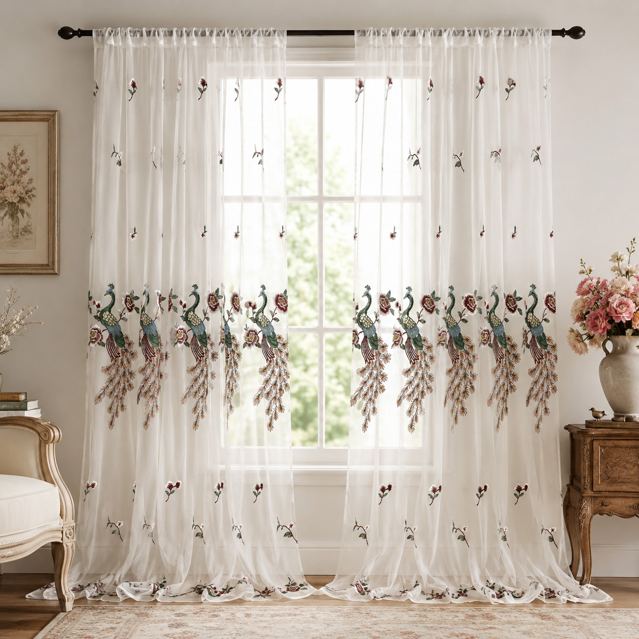 1 buah, Gorden Transparan Bord - Embroidery In The Piece ulasan dan harga