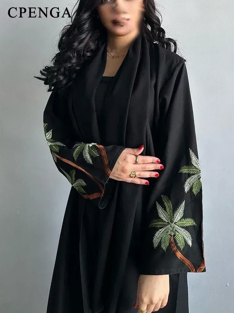 Gaun sederhana Muslim hitam Le - Embroidery Arabic ulasan dan harga