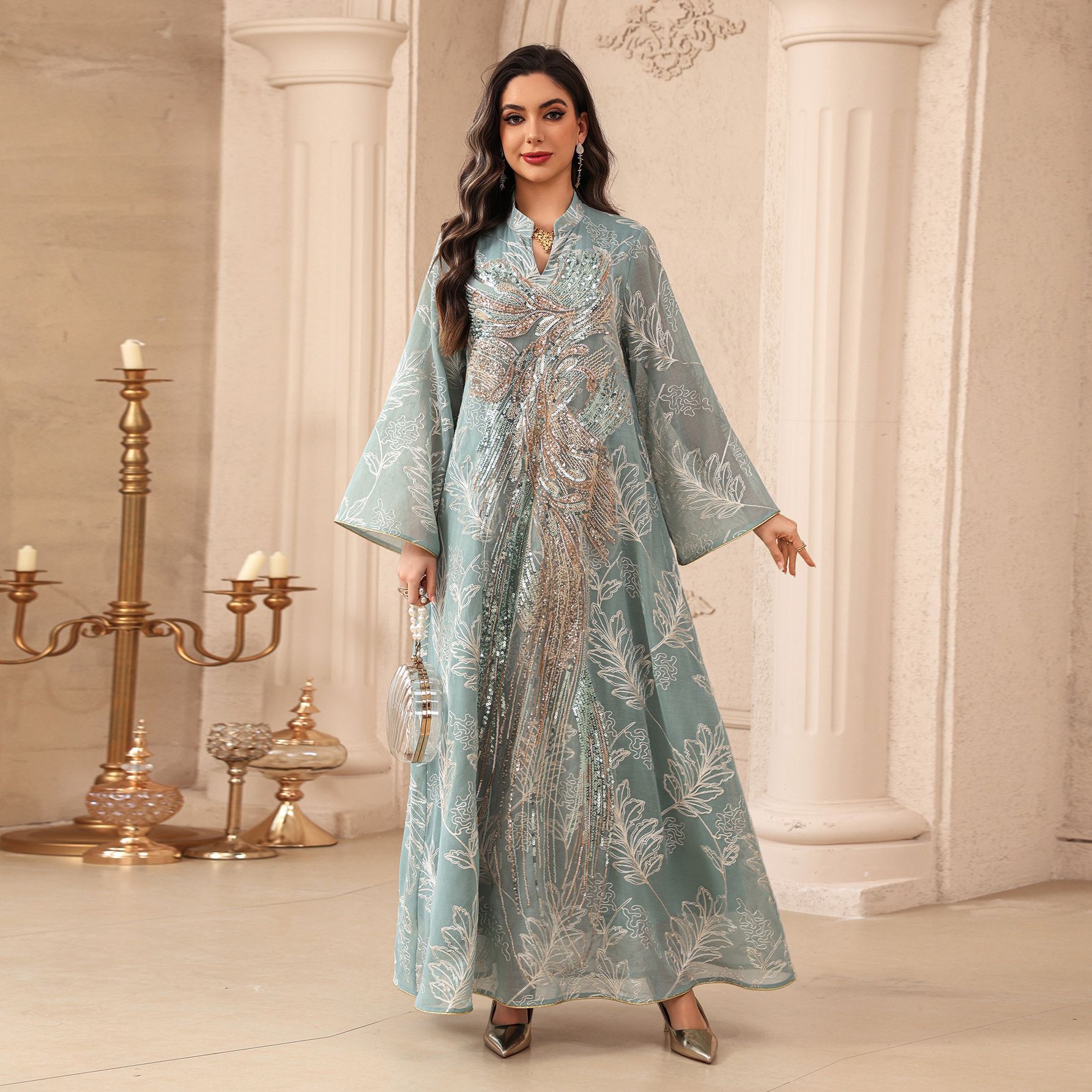 Gaun Muslim Abaya Wanita untuk - Embroidery Arabic ulasan dan harga