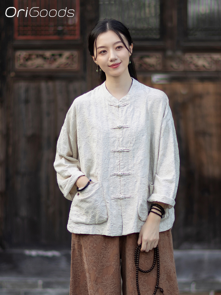 OriGoods Blus Kain JACQUARD Ka - Linen Fabric Natural ulasan dan harga