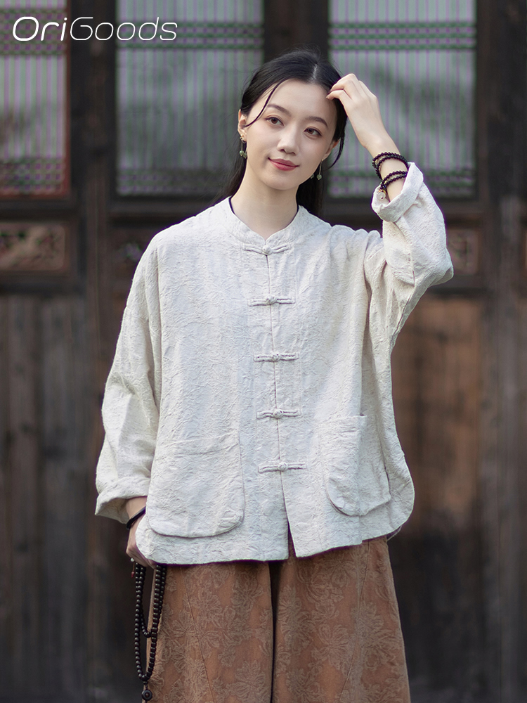 OriGoods Blus Kain JACQUARD Ka - Linen Fabric Natural ulasan dan harga