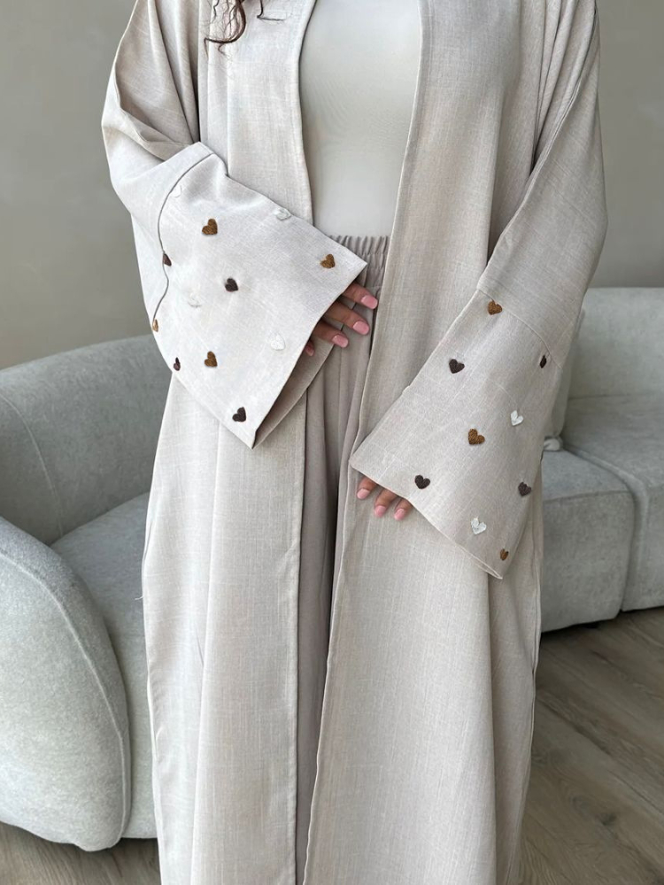 Abaya Muslim bordir hati cinta - Embroidery Arabic ulasan dan harga