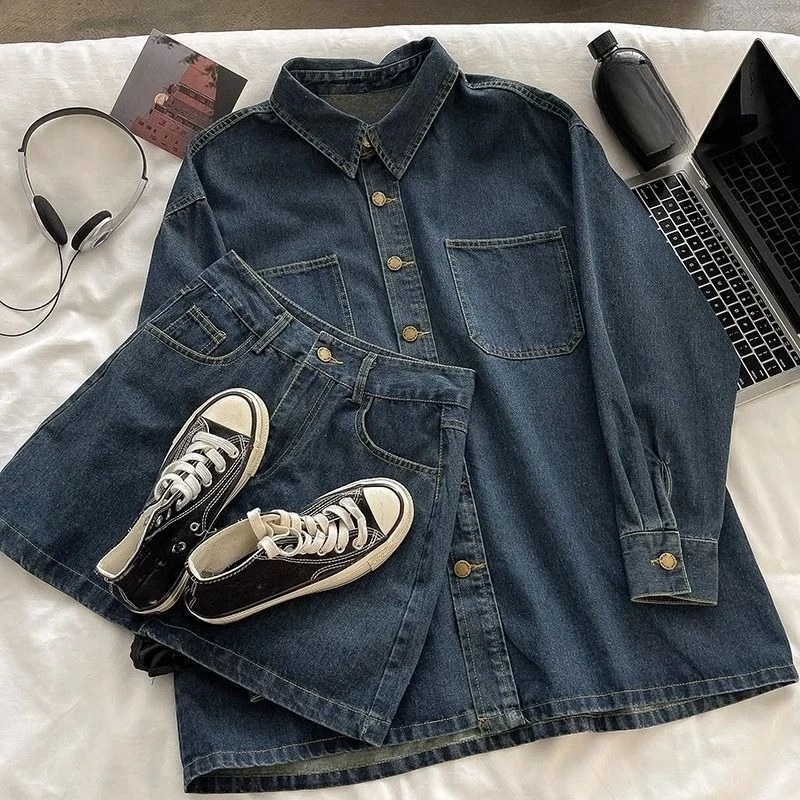 Set Rok Denim Y2K: Jaket Kanci - Embroidery Style ulasan dan harga