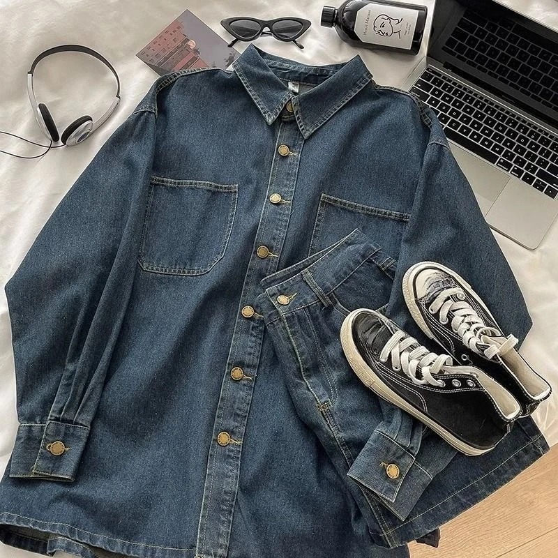 Set Rok Denim Y2K: Jaket Kanci - Embroidery Style ulasan dan harga