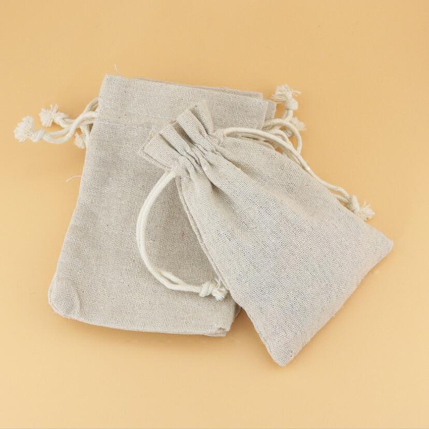 50 Pcs Tas Lenan Linen Perhias - Linen Fabric Natural ulasan dan harga