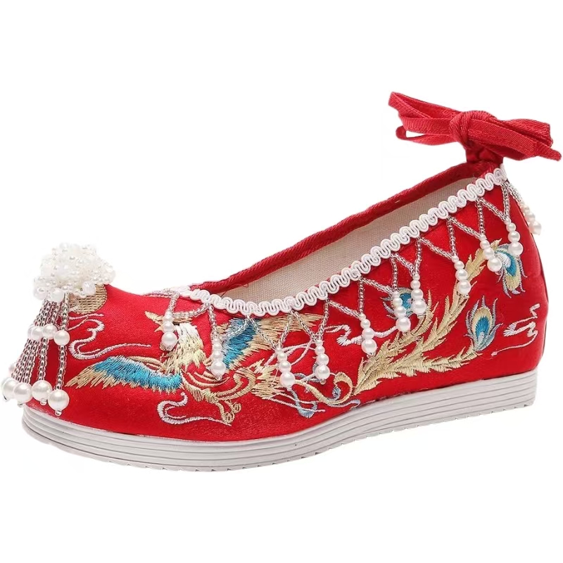 Sepatu Pengantin Wanita Merah  - Embroidery Style ulasan dan harga