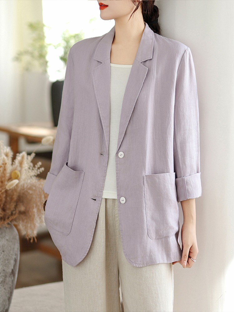 Jaket Setelan Lengan Panjang L - Linen Fabric Natural ulasan dan harga