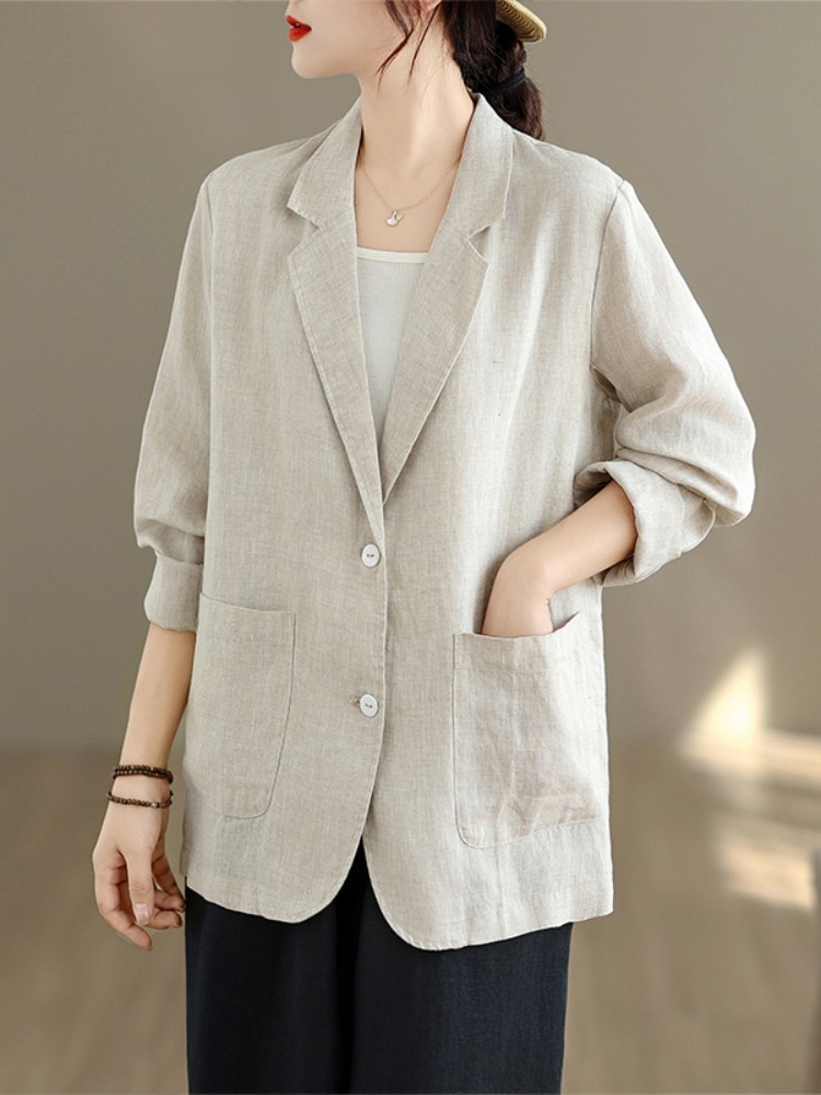 Jaket Setelan Lengan Panjang L - Linen Fabric Natural ulasan dan harga