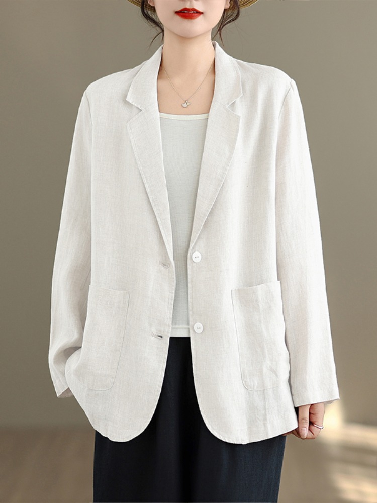 Jaket Setelan Lengan Panjang L - Linen Fabric Natural ulasan dan harga