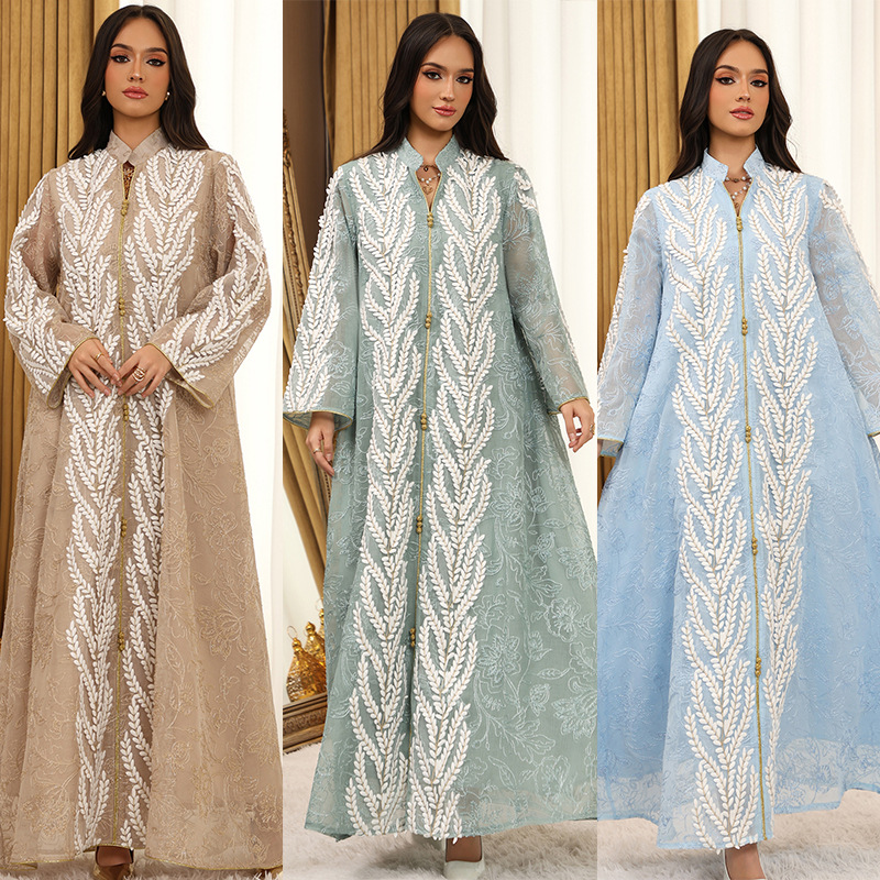 Gaun Mesh Lebaran Wanita Abaya - Embroidery Arabic ulasan dan harga