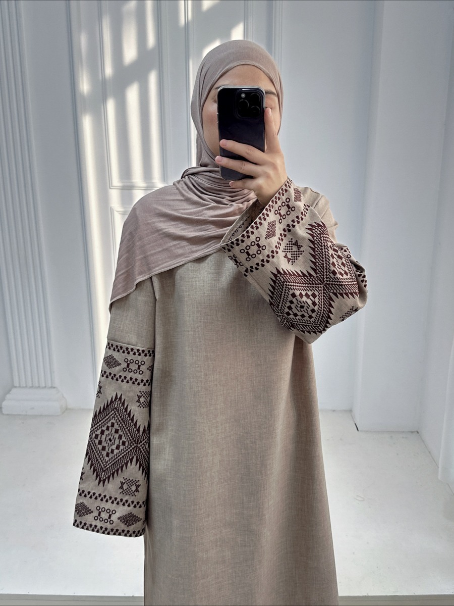 Abaya Muslim Lebaran untuk wan - Embroidery Arabic ulasan dan harga