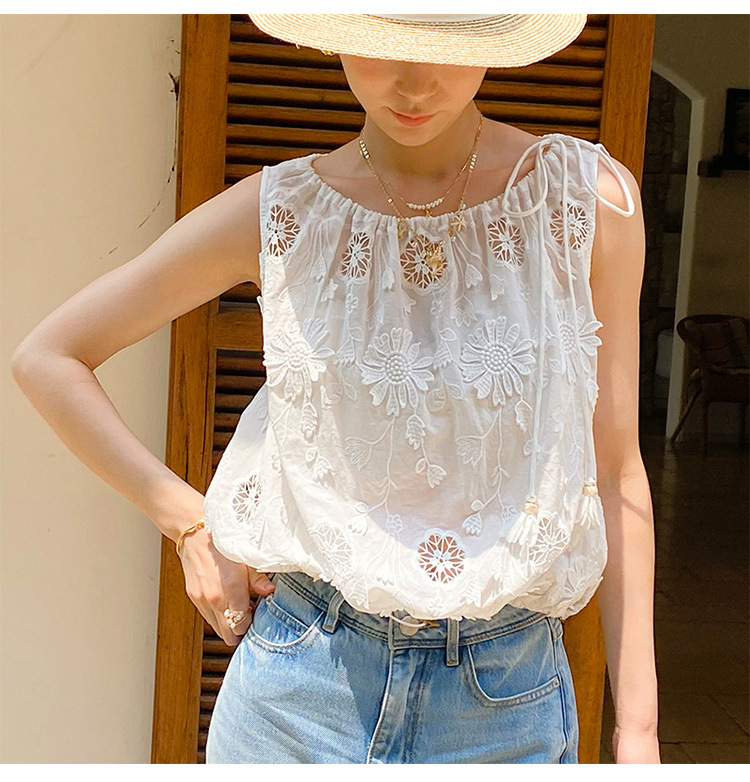 Kemeja Blus Bordir Boho Gaya P - Embroidery Eyelet ulasan dan harga