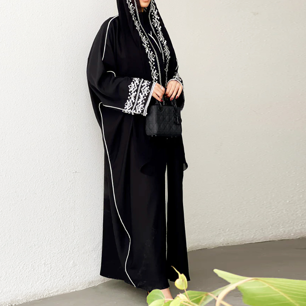 Fashion gaun jilbab Abaya bord - Embroidery Arabic ulasan dan harga