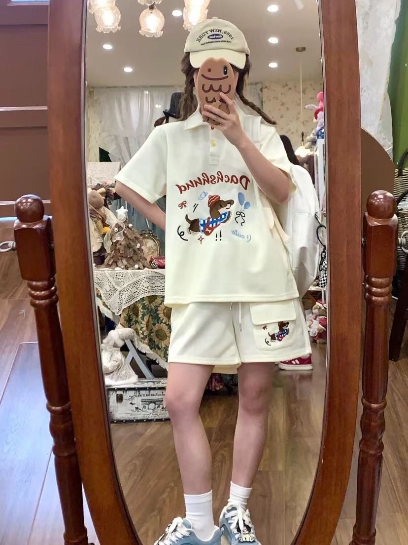 Kaus Polo Gaya Jepang Anjing B - Embroidery Tshirt ulasan dan harga