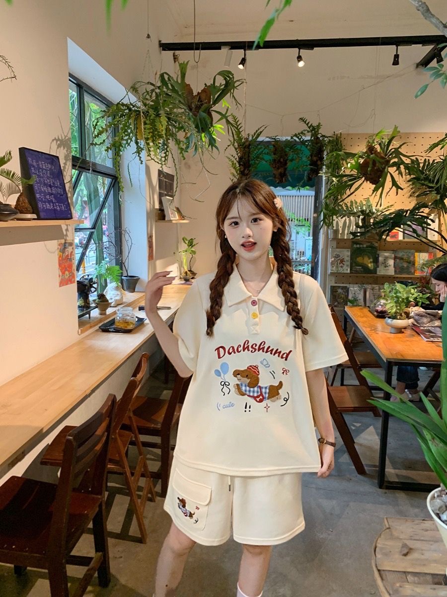 Kaus Polo Gaya Jepang Anjing B - Embroidery Tshirt ulasan dan harga