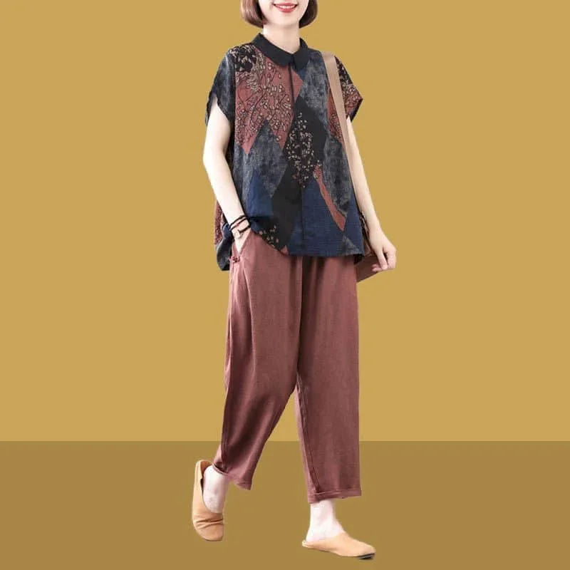 Set Celana Kasual Pop Kaus Ker - Linen Fabric Natural ulasan dan harga