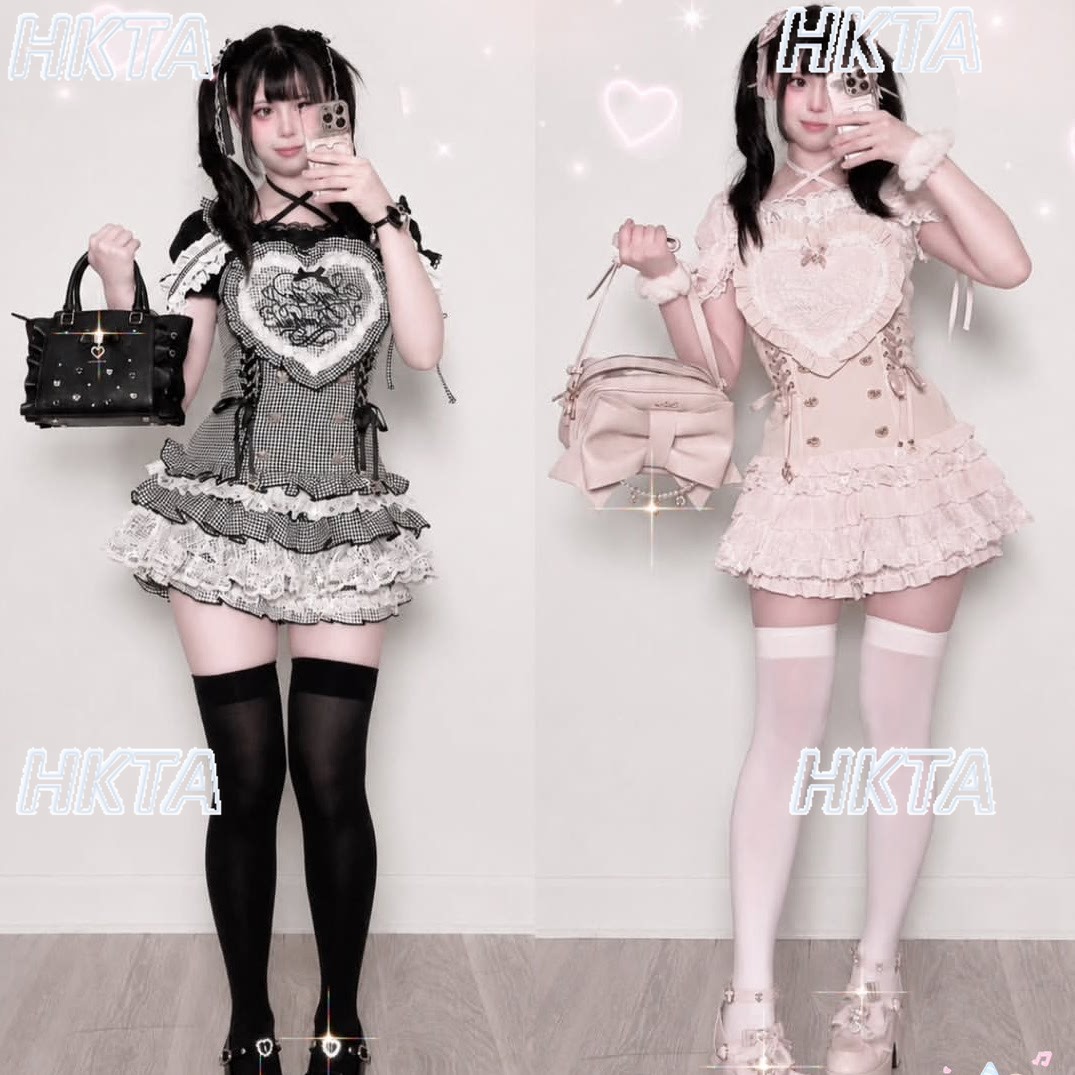 Setelan Rok Pendek Lolita Wani - Embroidery Love ulasan dan harga
