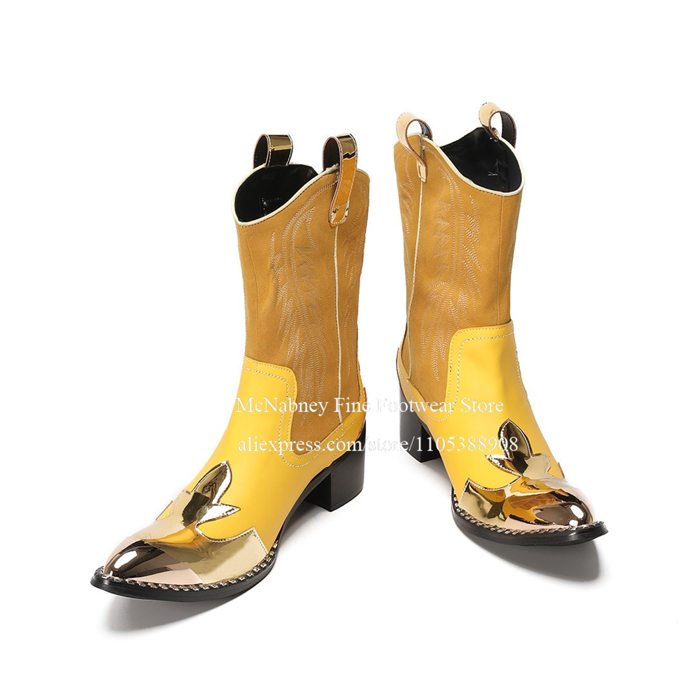 Sepatu Bot Koboi Barat Berbaha - Embroidery Yellow ulasan dan harga
