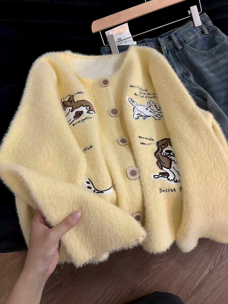 Kardigan Rajut Bordir Motif An - Embroidery Yellow ulasan dan harga